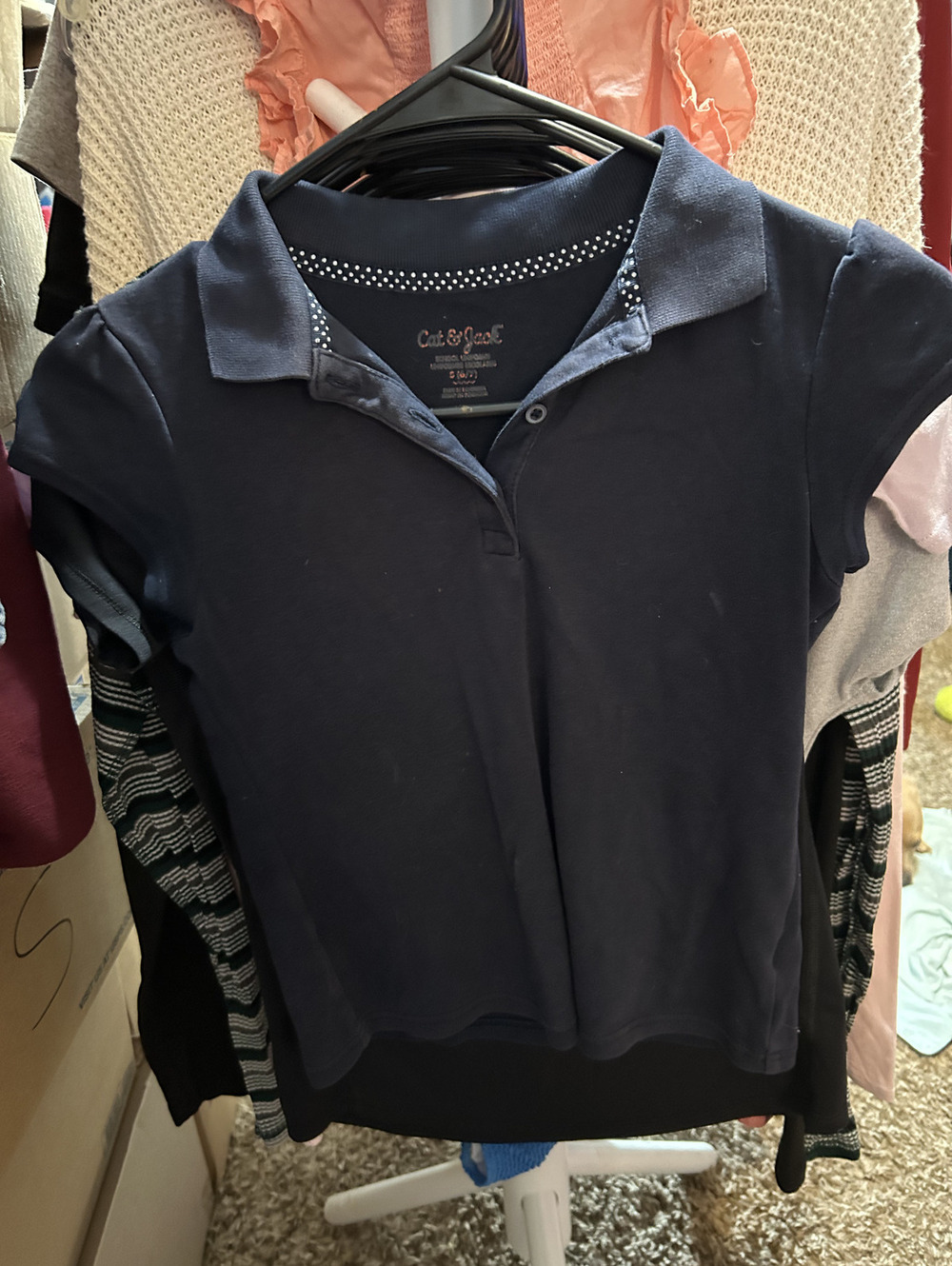 Cat & Jack Navy Blue Girls Polo Shirt Size 7/8
